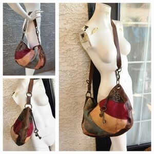 Fossil Leather Patchwork Shoulder/Crossbody Bag